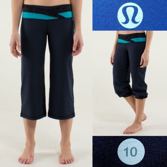 Lululemon Dharana Crop Inkwell Beautiful Baroque Surge Astro Size 10 Large - Picture 1 of 16